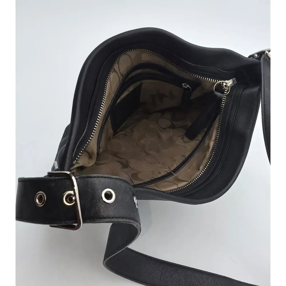 Vintage Coach Y2K Black Leather Bucket Bag – Silver Hardware
